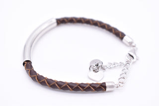 Parisi Armband verstellbar - geflochtenes Leder in Braun - Verschluss Silber 925er - Frauen - Männer - Inkl. Weiße Schmuckschachtel