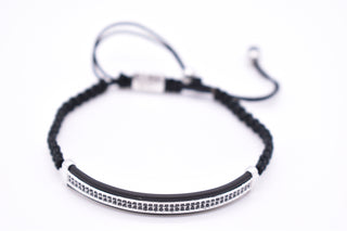 Parisi Armband - Verstellbar - Silbernes Edelstahl - Schwarzen Zirkonia Steinen - Frauen - Herren - Männer - Inkl. Weiße Schmuckschachtel