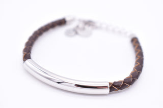 Parisi Armband verstellbar - geflochtenes Leder in Braun - Verschluss Silber 925er - Frauen - Männer - Inkl. Weiße Schmuckschachtel