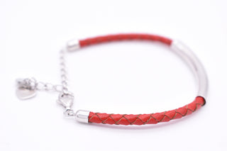 Parisi Armband verstellbar - geflochtenes Leder in rot- Verschluss Silber 925er - Frauen - Männer - Inkl. Weiße Schmuckschachtel