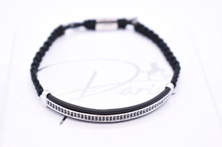 Parisi Armband - Verstellbar - Silbernes Edelstahl - Schwarzen Zirkonia Steinen - Frauen - Herren - Männer - Inkl. Weiße Schmuckschachtel