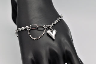 Trend Armband aus Titanstahl, mit herzförmigem Anhänger, für Frauen